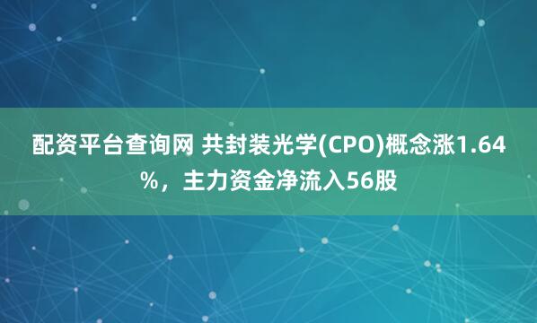 配资平台查询网 共封装光学(CPO)概念涨1.64%，主力资金净流入56股